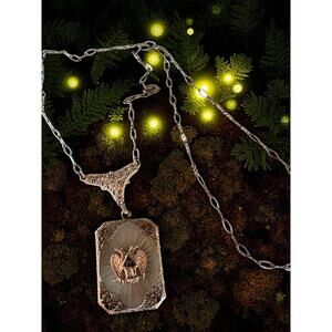 32nd Degree Mason Masonic Camphor Glass Eagles Art Deco Historic Necklace